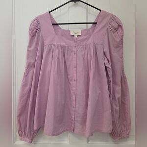 Cleobella Darla Puff Sleeve Organic Cotton Top Orchid M